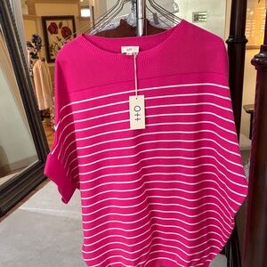 Pink Striped Short-Sleeve Knit Top